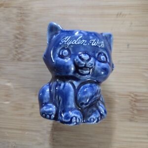 Blue Ceramic Cat Figurine